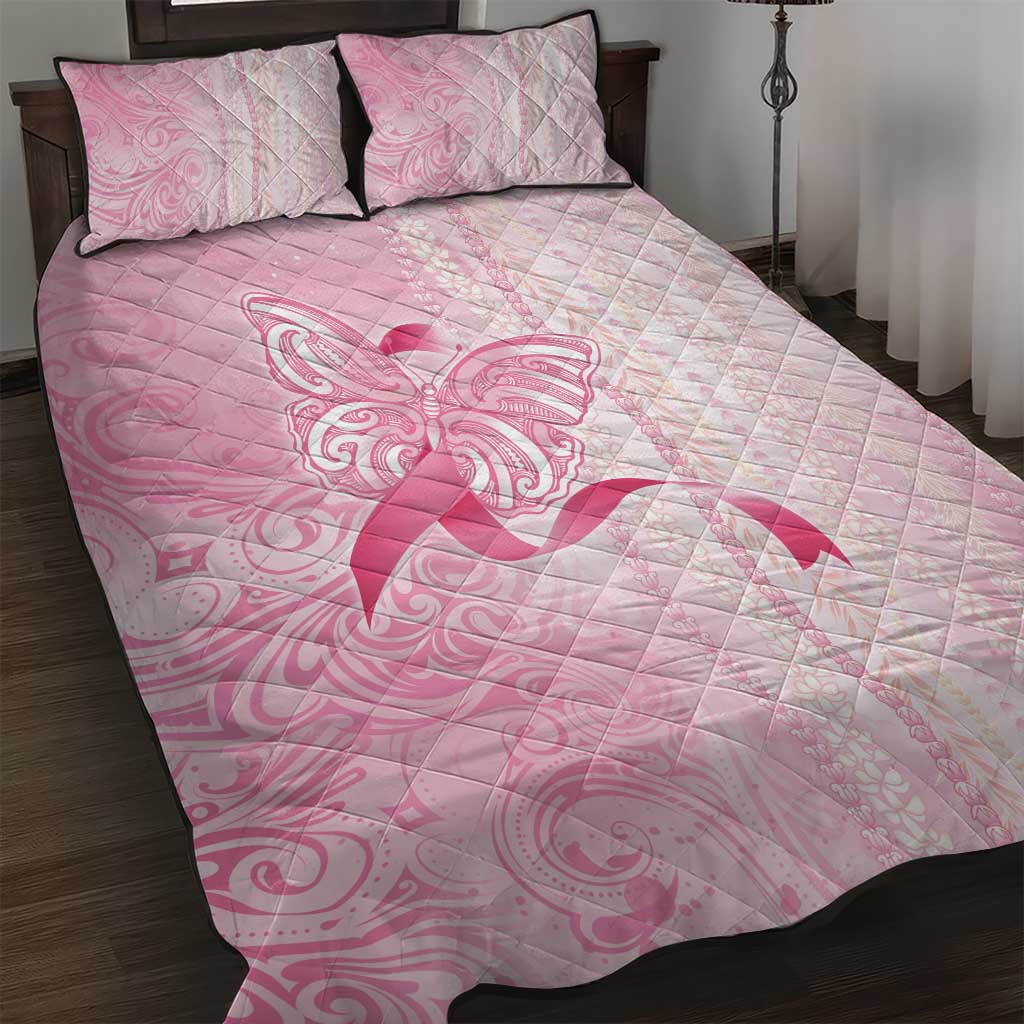 Breast Cancer Awareness Quilt Bed Set Maile Pikake Lokelani Crown Flower Lei Inspired LT9 Pink - Polynesian Pride