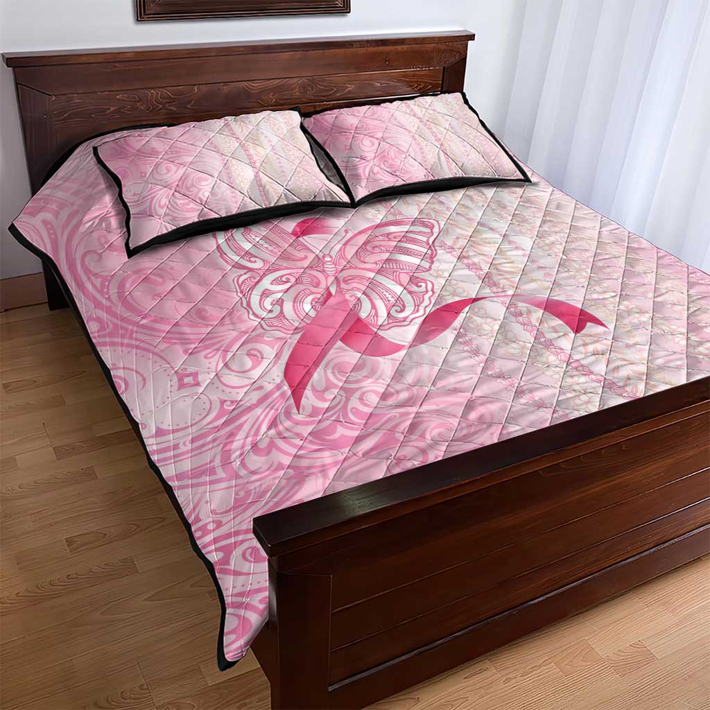 Breast Cancer Awareness Quilt Bed Set Maile Pikake Lokelani Crown Flower Lei Inspired LT9 - Polynesian Pride