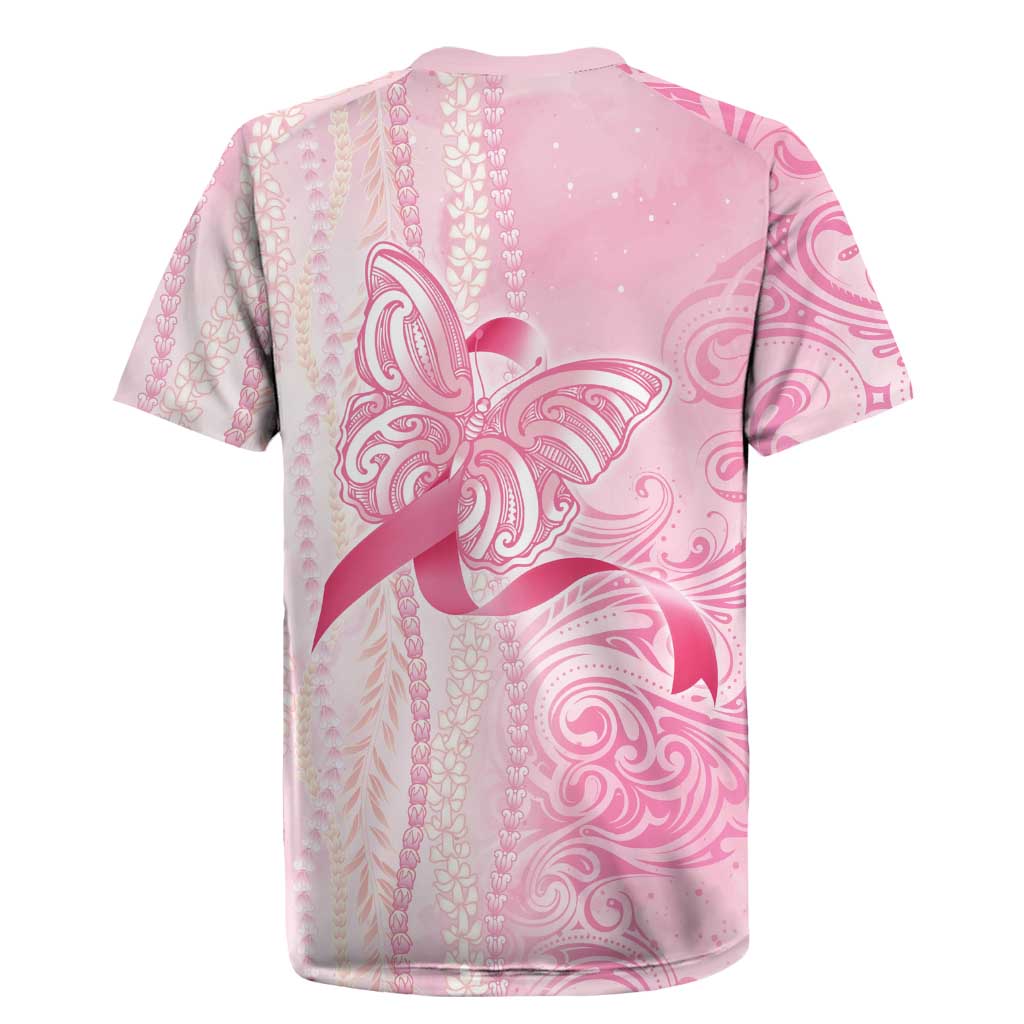 Breast Cancer Awareness Rugby Jersey Maile Pikake Lokelani Crown Flower Lei Inspired LT9 - Polynesian Pride