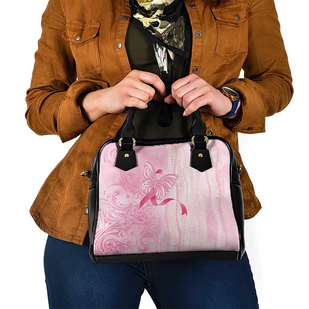 Breast Cancer Awareness Shoulder Handbag Maile Pikake Lokelani Crown Flower Lei Inspired LT9 - Polynesian Pride