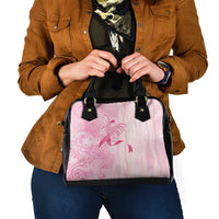 Breast Cancer Awareness Shoulder Handbag Maile Pikake Lokelani Crown Flower Lei Inspired LT9 - Polynesian Pride