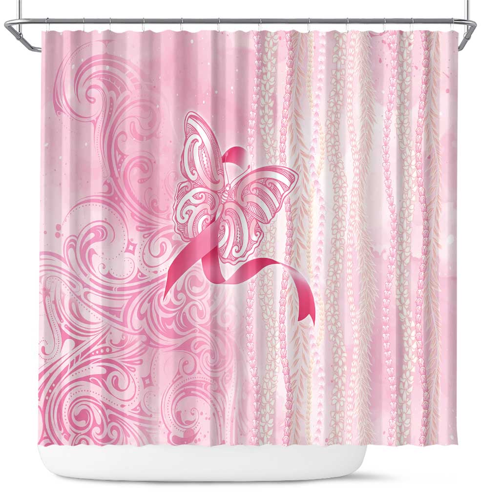 Breast Cancer Awareness Shower Curtain Maile Pikake Lokelani Crown Flower Lei Inspired LT9 Pink - Polynesian Pride