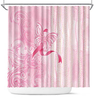 Breast Cancer Awareness Shower Curtain Maile Pikake Lokelani Crown Flower Lei Inspired LT9 Pink - Polynesian Pride