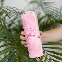 Breast Cancer Awareness Skinny Tumbler Maile Pikake Lokelani Crown Flower Lei Inspired