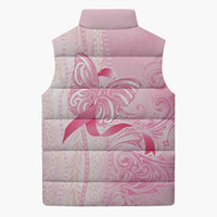 Breast Cancer Awareness Sleeveless Puffer Jacket Maile Pikake Lokelani Crown Flower Lei Inspired LT9 - Polynesian Pride