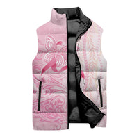 Breast Cancer Awareness Sleeveless Puffer Jacket Maile Pikake Lokelani Crown Flower Lei Inspired LT9 - Polynesian Pride