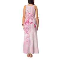 Breast Cancer Awareness Tank Maxi Dress Maile Pikake Lokelani Crown Flower Lei Inspired