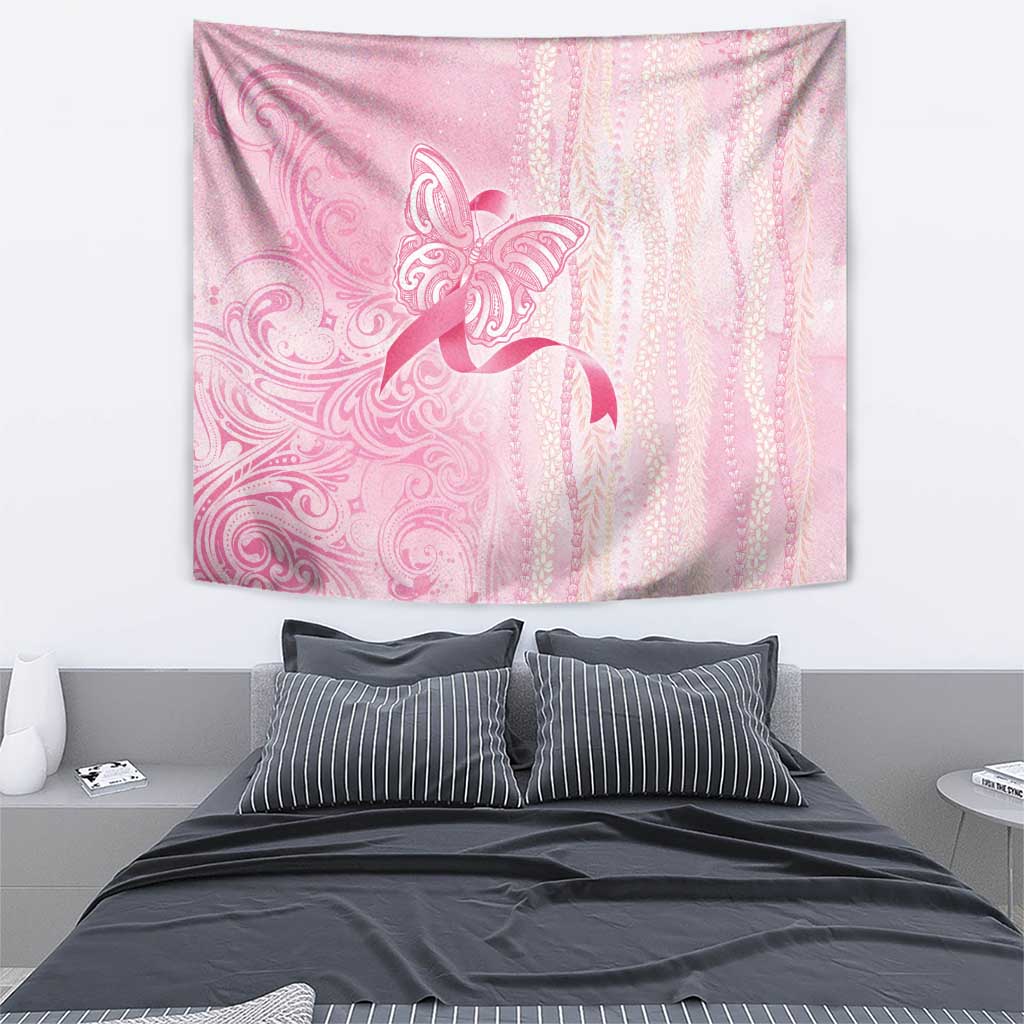 Breast Cancer Awareness Tapestry Maile Pikake Lokelani Crown Flower Lei Inspired