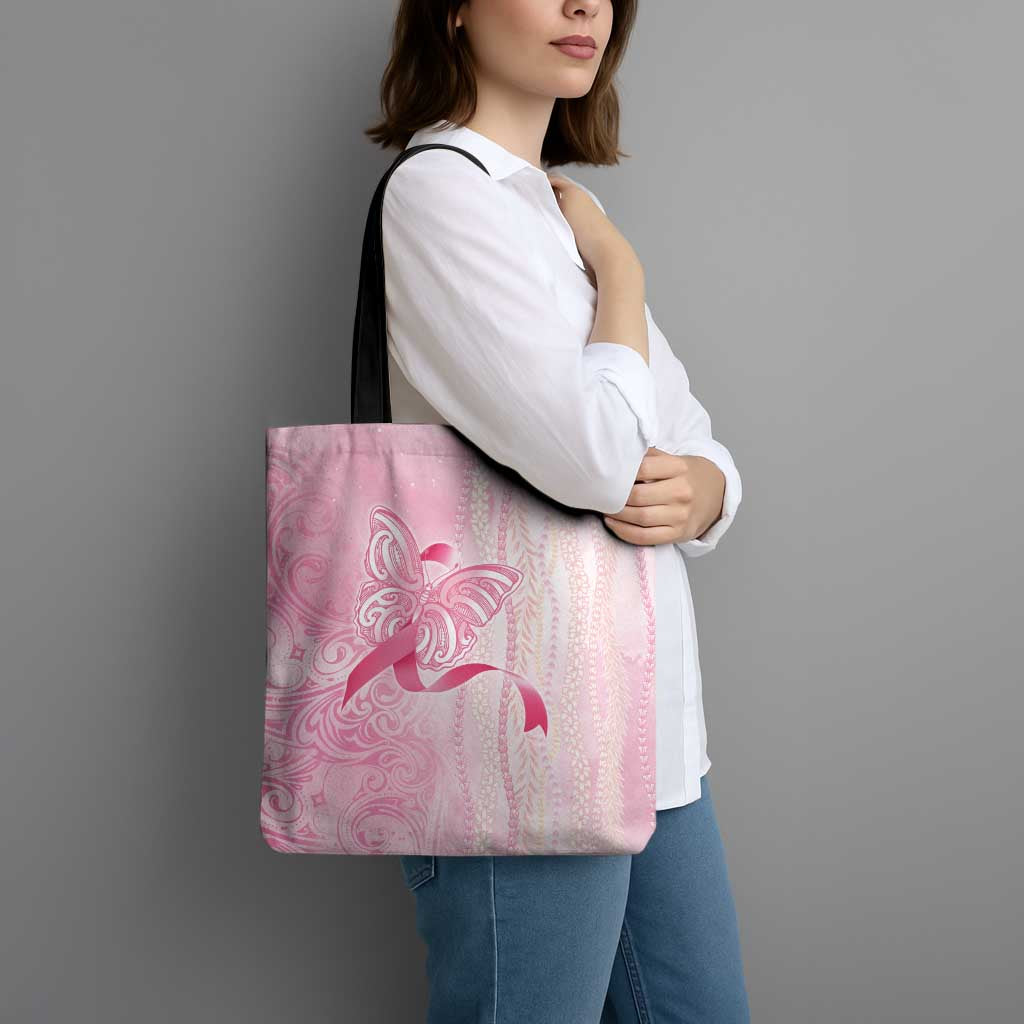 Breast Cancer Awareness Tote Bag Maile Pikake Lokelani Crown Flower Lei Inspired LT9 - Polynesian Pride