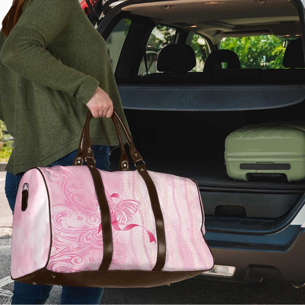 Breast Cancer Awareness Travel Bag Maile Pikake Lokelani Crown Flower Lei Inspired