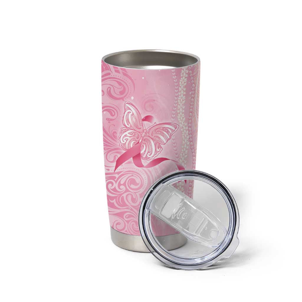 Breast Cancer Awareness Tumbler Cup Maile Pikake Lokelani Crown Flower Lei Inspired