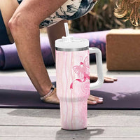 Breast Cancer Awareness Tumbler With Handle Maile Pikake Lokelani Crown Flower Lei Inspired LT9 - Polynesian Pride