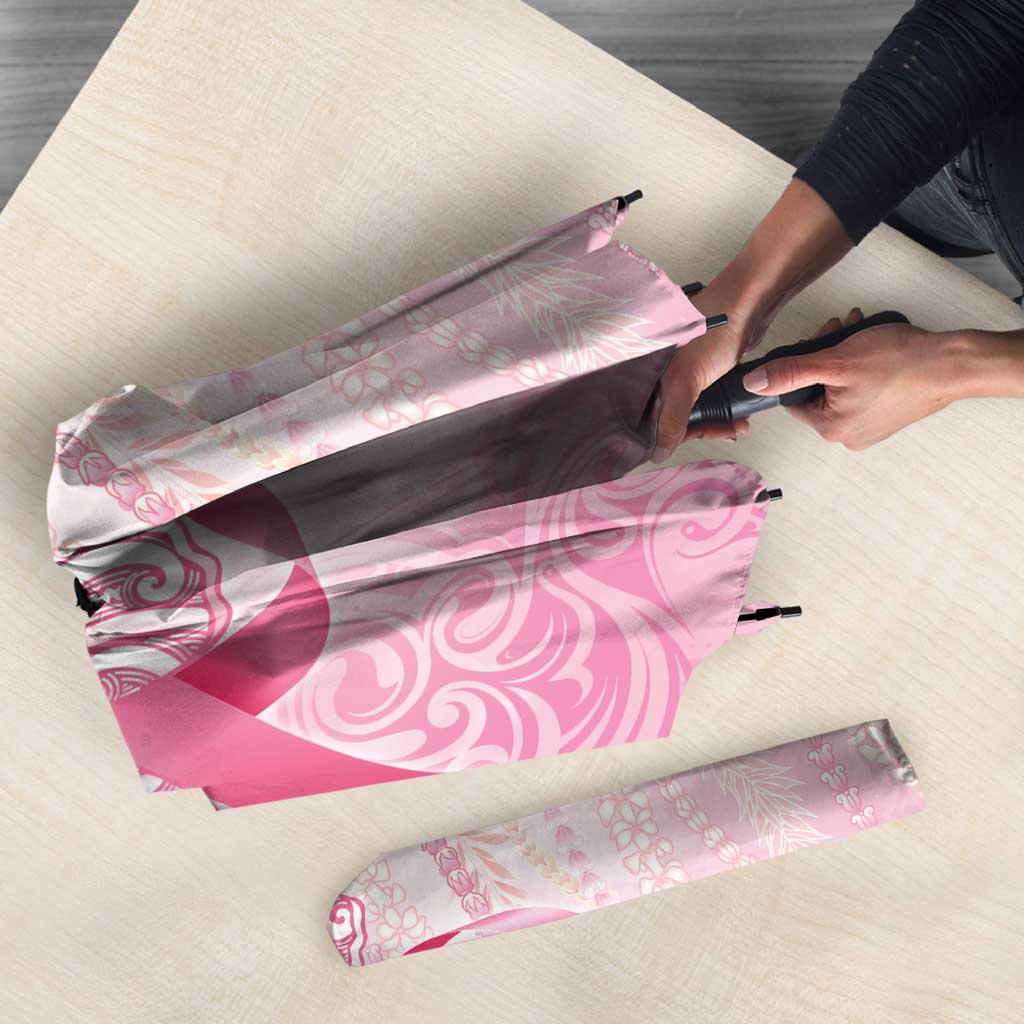 Breast Cancer Awareness Umbrella Maile Pikake Lokelani Crown Flower Lei Inspired