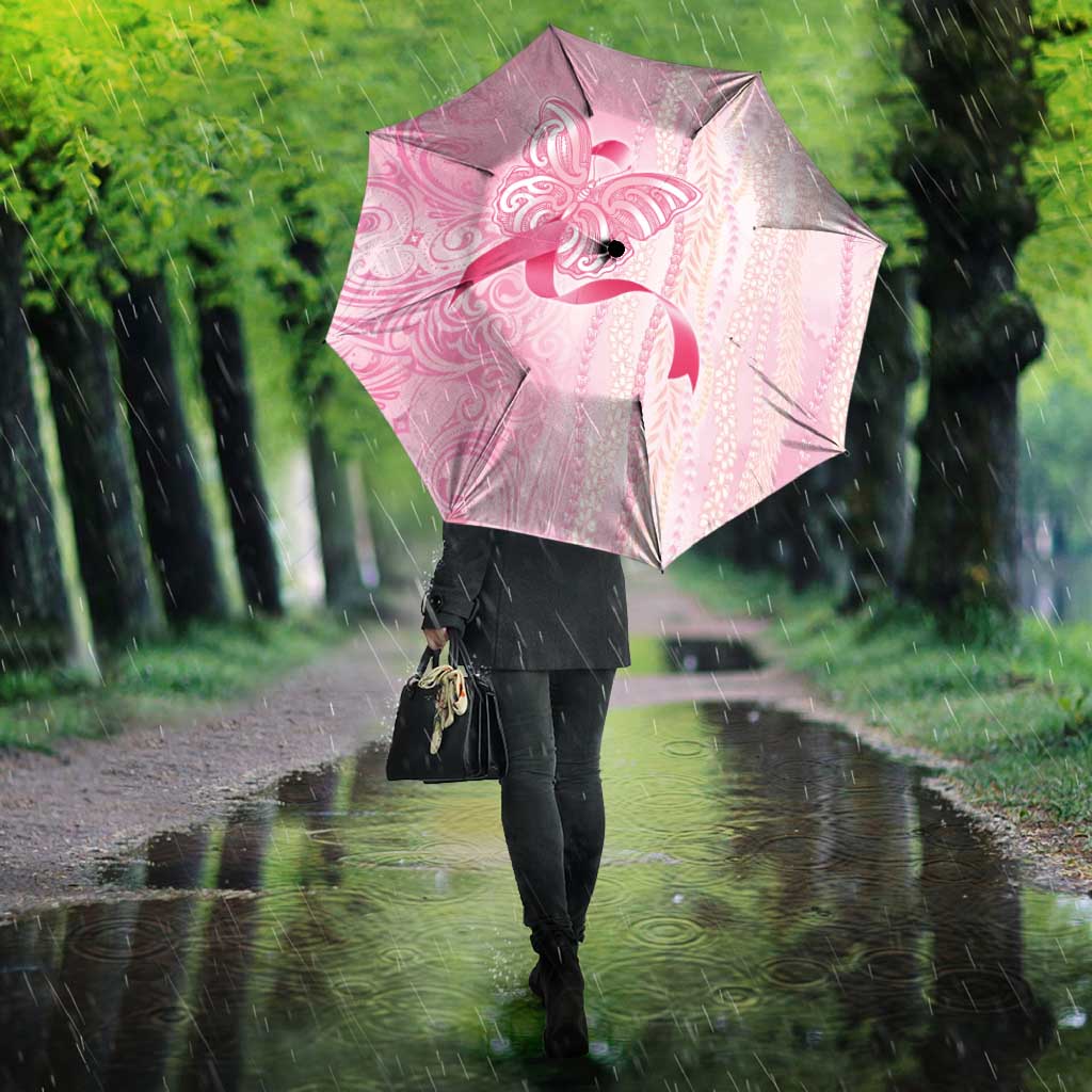 Breast Cancer Awareness Umbrella Maile Pikake Lokelani Crown Flower Lei Inspired