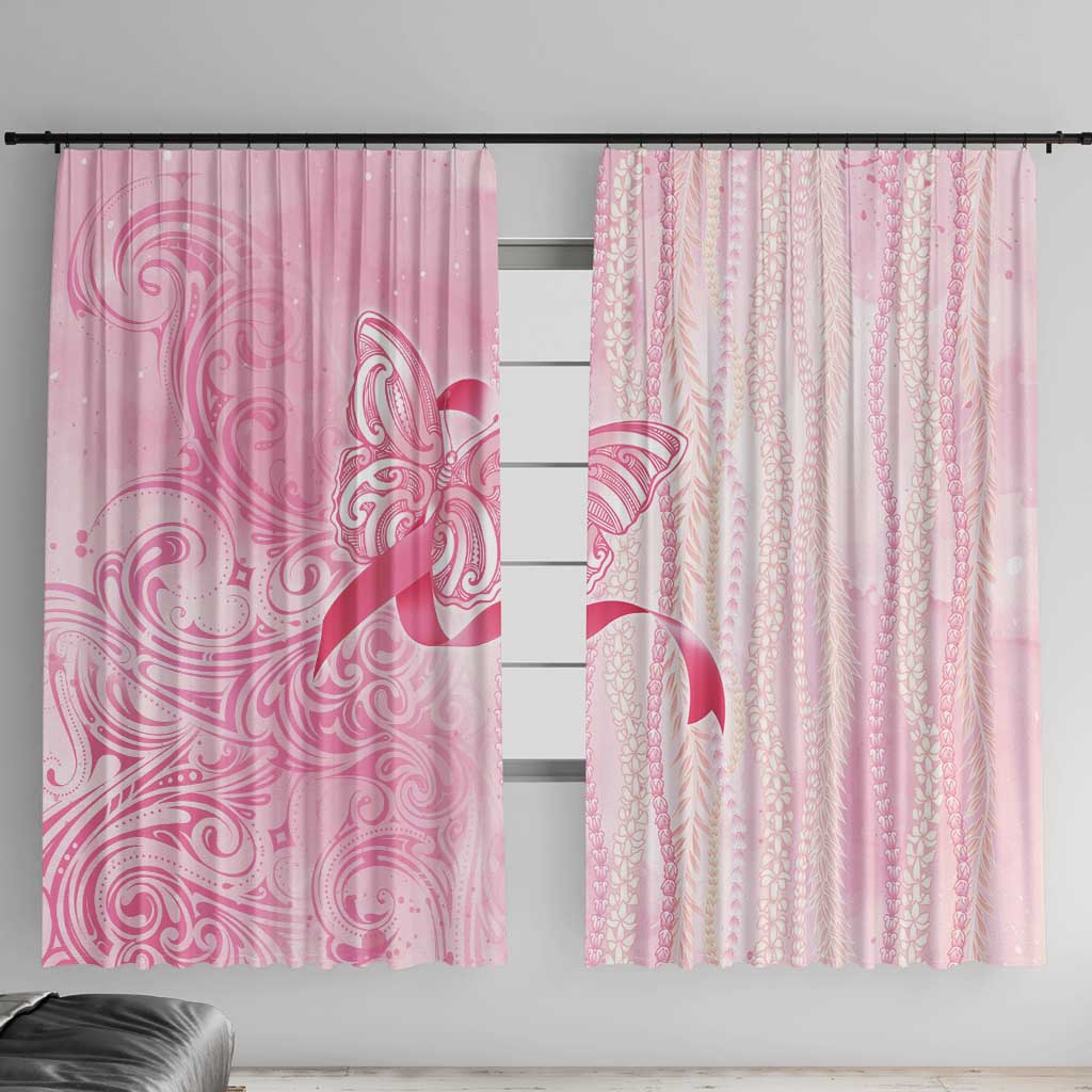 Breast Cancer Awareness Window Curtain Maile Pikake Lokelani Crown Flower Lei Inspired LT9 With Hooks Pink - Polynesian Pride