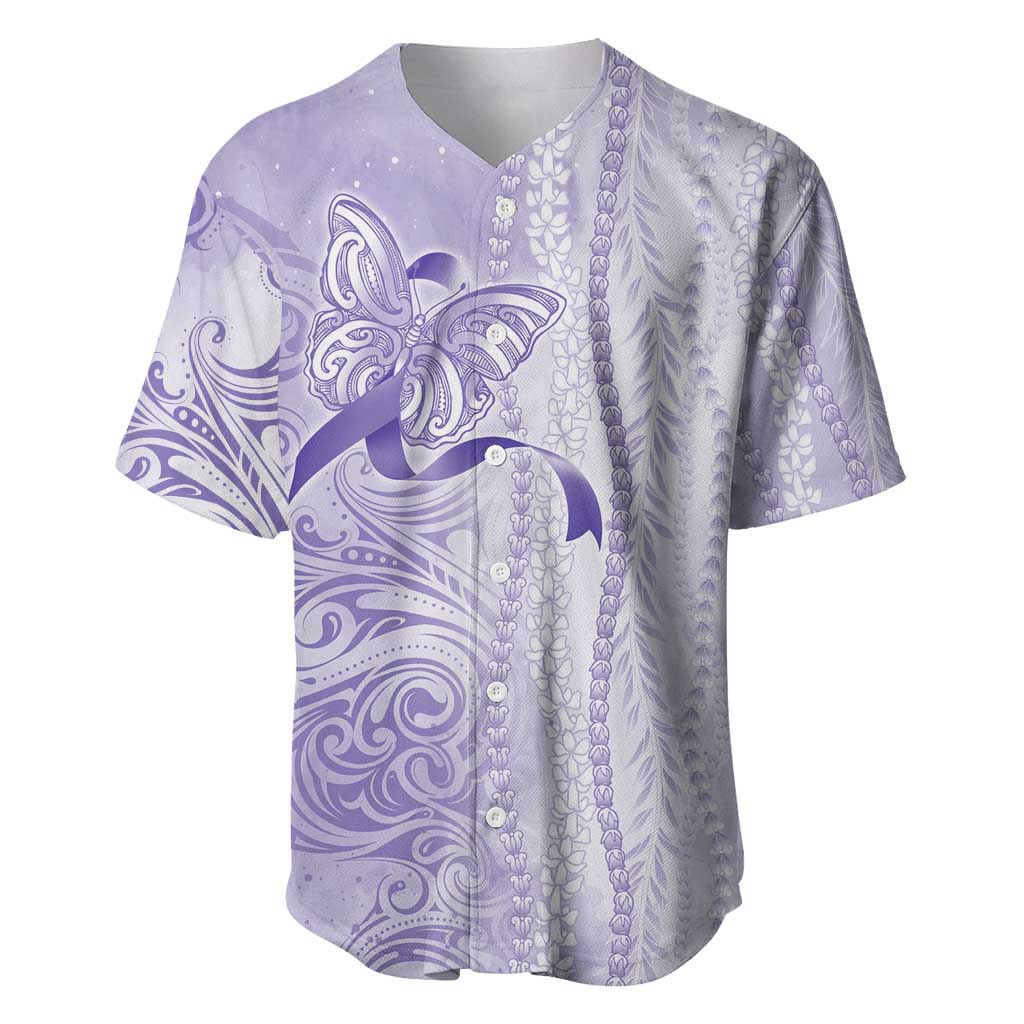 Epilepsy Awareness Baseball Jersey Maile Pikake Lokelani Crown Flower Lei Inspired LT9 Purple - Polynesian Pride