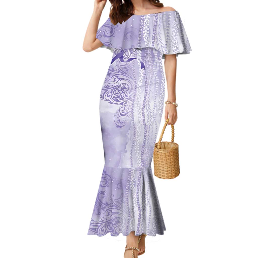 Epilepsy Awareness Family Matching Mermaid Dress and Hawaiian Shirt Maile Pikake Lokelani Crown Flower Lei Inspired
