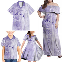 Epilepsy Awareness Family Matching Off Shoulder Maxi Dress and Hawaiian Shirt Maile Pikake Lokelani Crown Flower Lei Inspired LT9 - Polynesian Pride