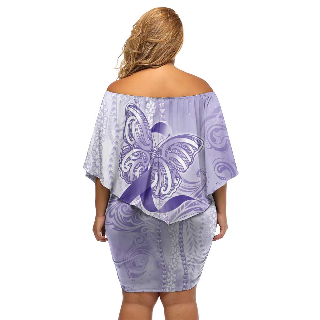 Epilepsy Awareness Family Matching Off Shoulder Short Dress and Hawaiian Shirt Maile Pikake Lokelani Crown Flower Lei Inspired
