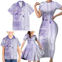 Epilepsy Awareness Family Matching Short Sleeve Bodycon Dress and Hawaiian Shirt Maile Pikake Lokelani Crown Flower Lei Inspired