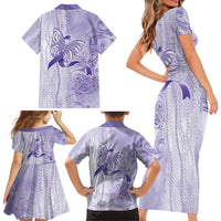 Epilepsy Awareness Family Matching Short Sleeve Bodycon Dress and Hawaiian Shirt Maile Pikake Lokelani Crown Flower Lei Inspired