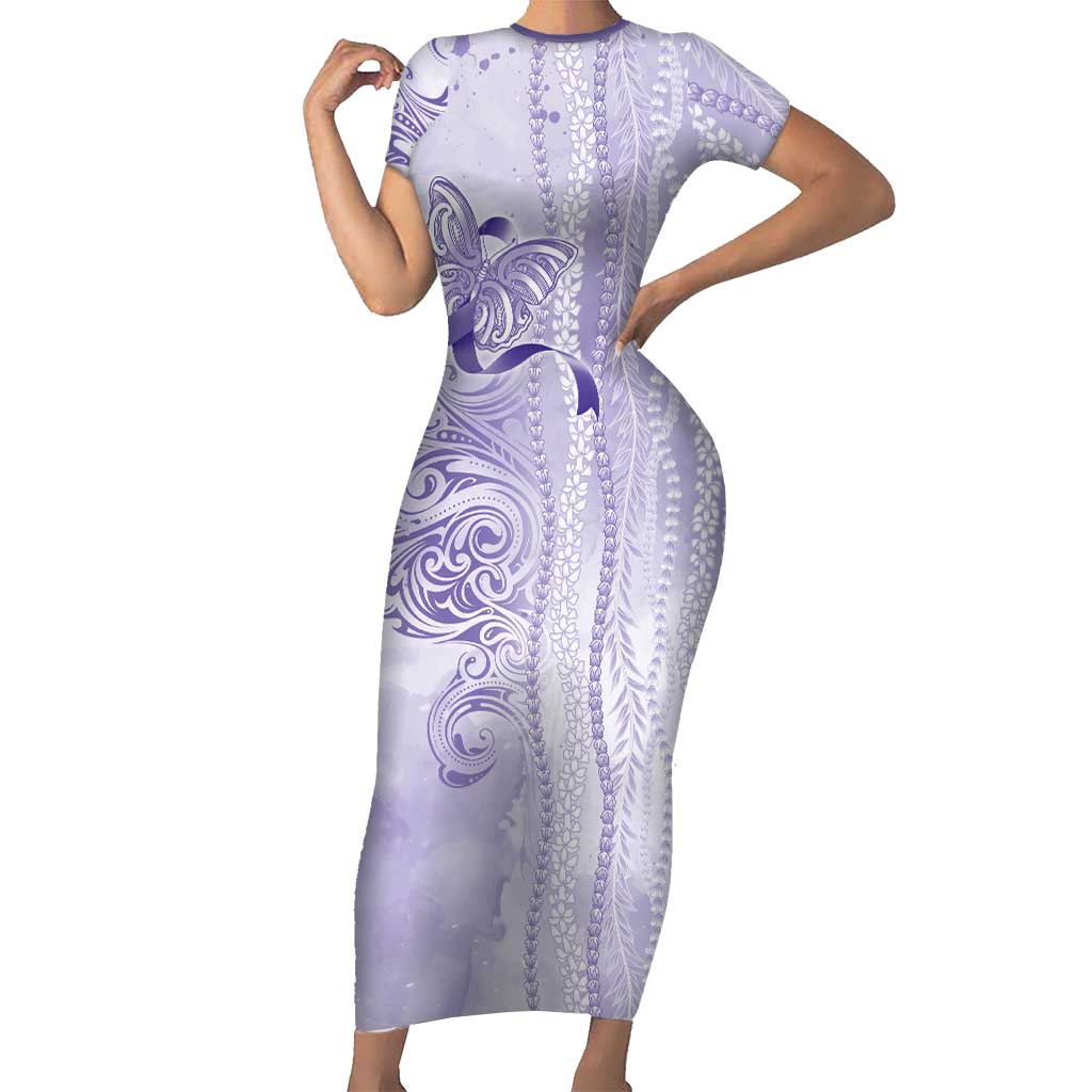 Epilepsy Awareness Family Matching Short Sleeve Bodycon Dress and Hawaiian Shirt Maile Pikake Lokelani Crown Flower Lei Inspired