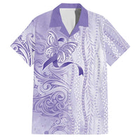 Epilepsy Awareness Family Matching Summer Maxi Dress and Hawaiian Shirt Maile Pikake Lokelani Crown Flower Lei Inspired LT9 Dad's Shirt - Short Sleeve Purple - Polynesian Pride