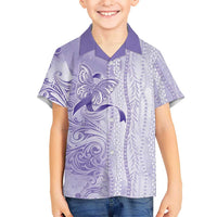 Epilepsy Awareness Family Matching Summer Maxi Dress and Hawaiian Shirt Maile Pikake Lokelani Crown Flower Lei Inspired LT9 Son's Shirt Purple - Polynesian Pride