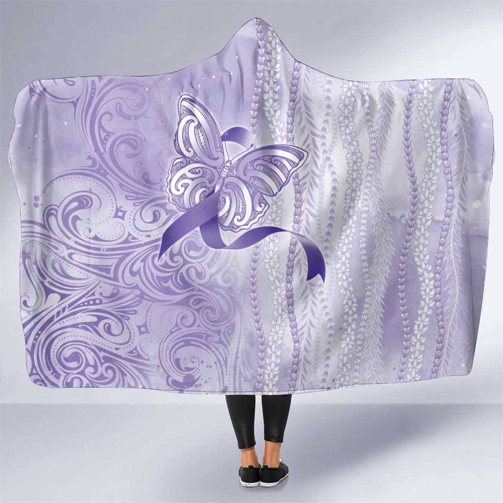 Epilepsy Awareness Hooded Blanket Maile Pikake Lokelani Crown Flower Lei Inspired LT9 One Size Purple - Polynesian Pride
