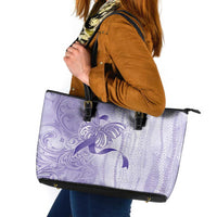 Epilepsy Awareness Leather Tote Bag Maile Pikake Lokelani Crown Flower Lei Inspired LT9 Purple - Polynesian Pride