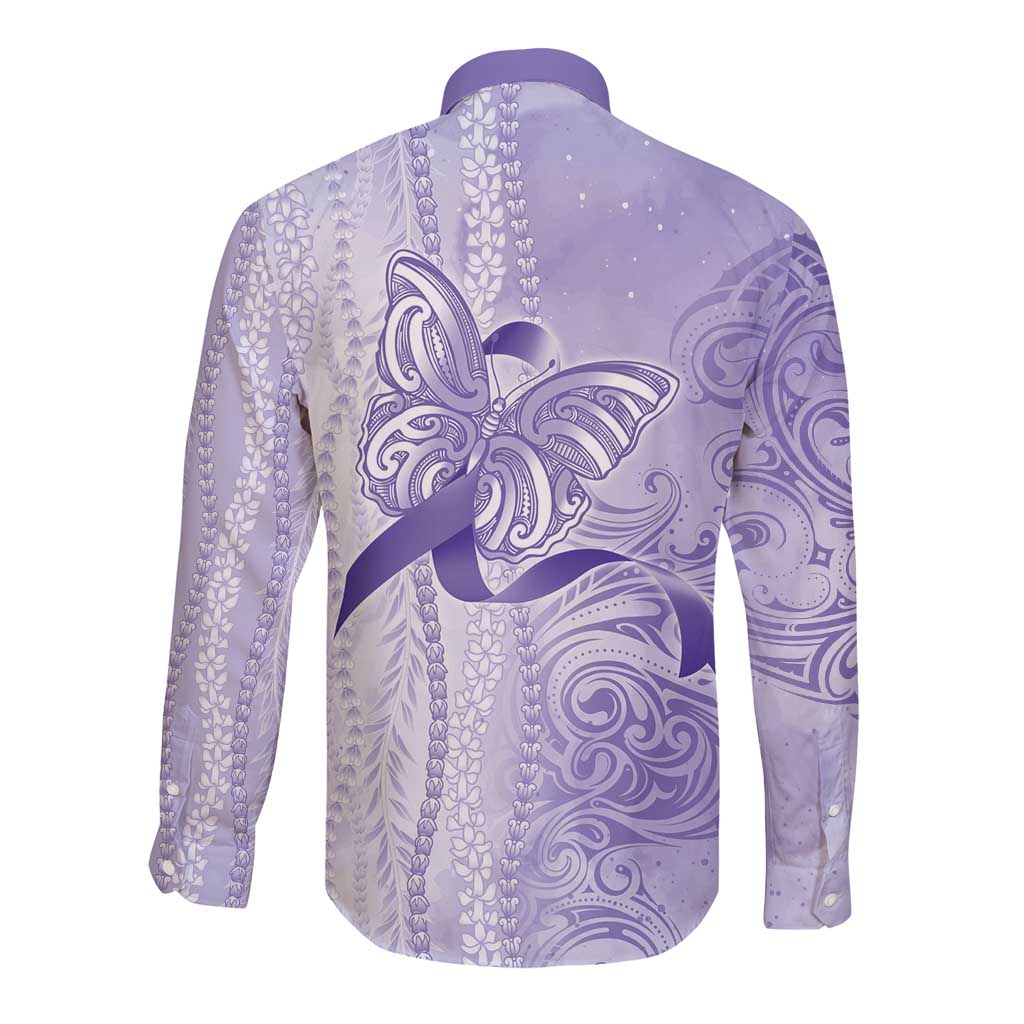 Epilepsy Awareness Long Sleeve Button Shirt Maile Pikake Lokelani Crown Flower Lei Inspired LT9 - Polynesian Pride