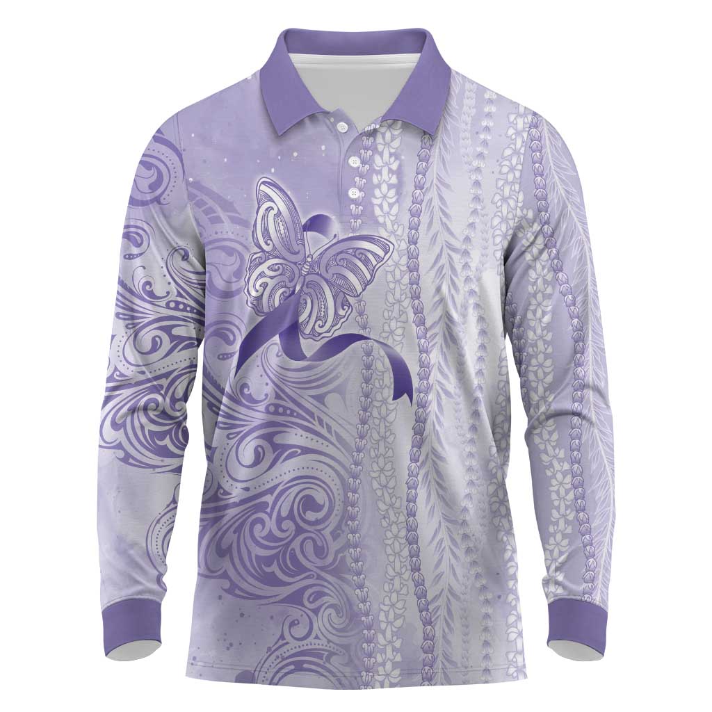 Epilepsy Awareness Long Sleeve Polo Shirt Maile Pikake Lokelani Crown Flower Lei Inspired
