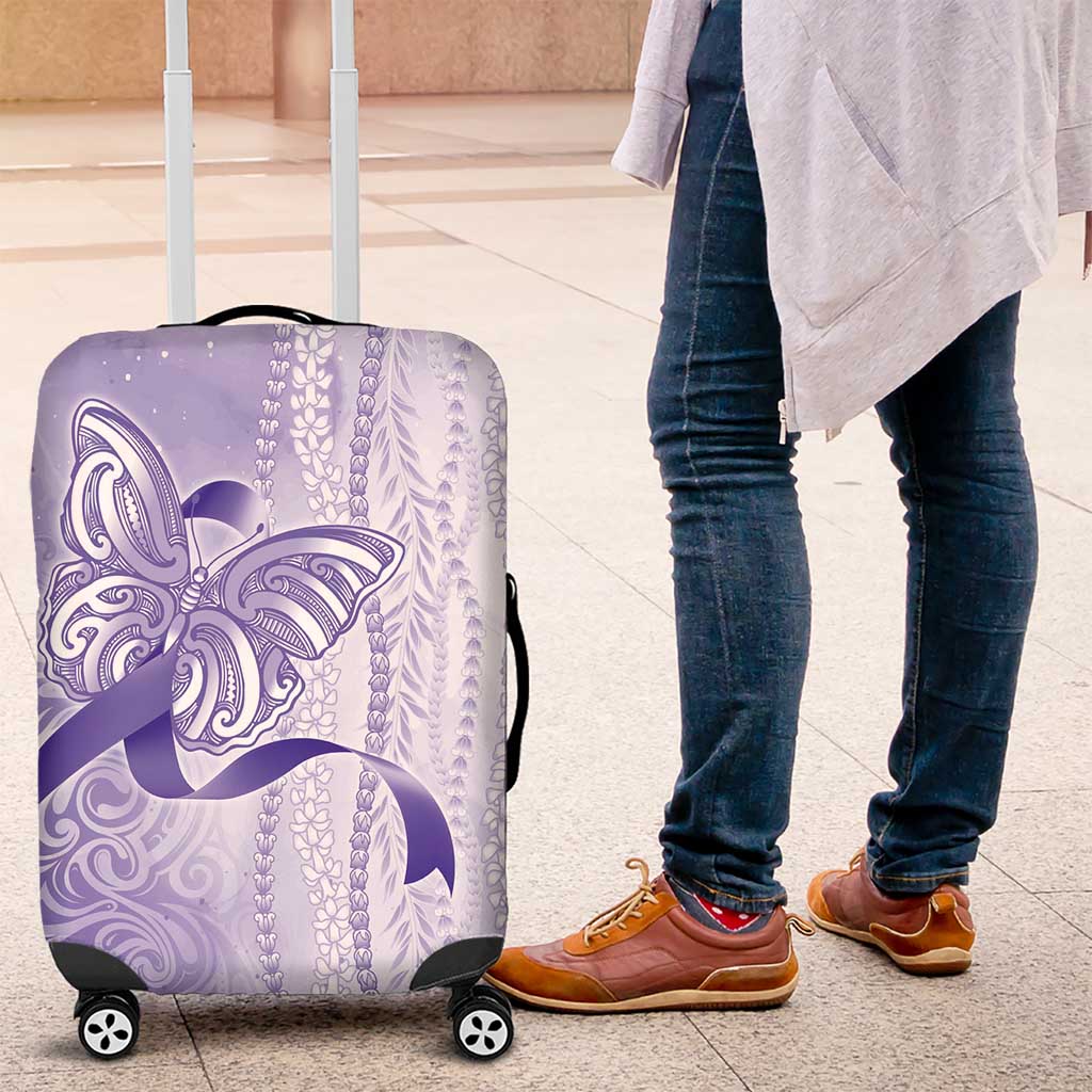 Epilepsy Awareness Luggage Cover Maile Pikake Lokelani Crown Flower Lei Inspired