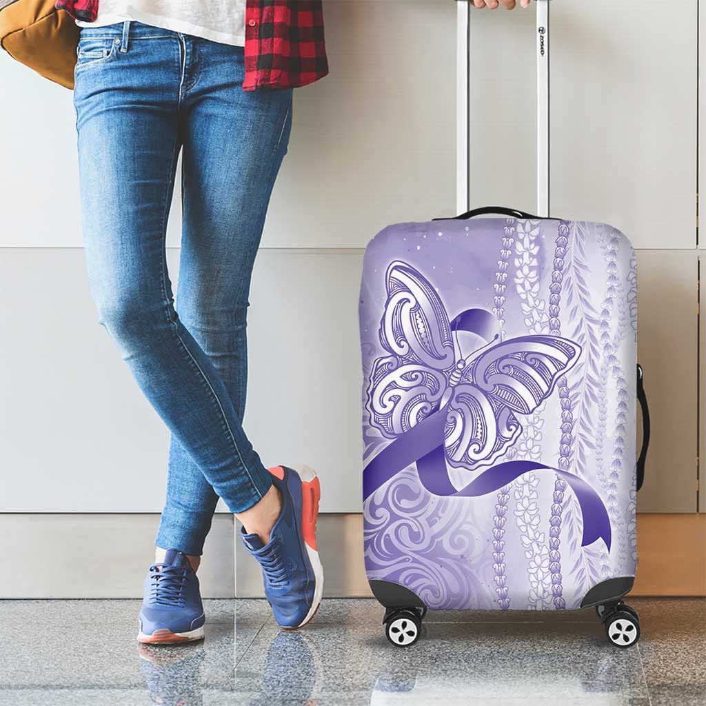 Epilepsy Awareness Luggage Cover Maile Pikake Lokelani Crown Flower Lei Inspired