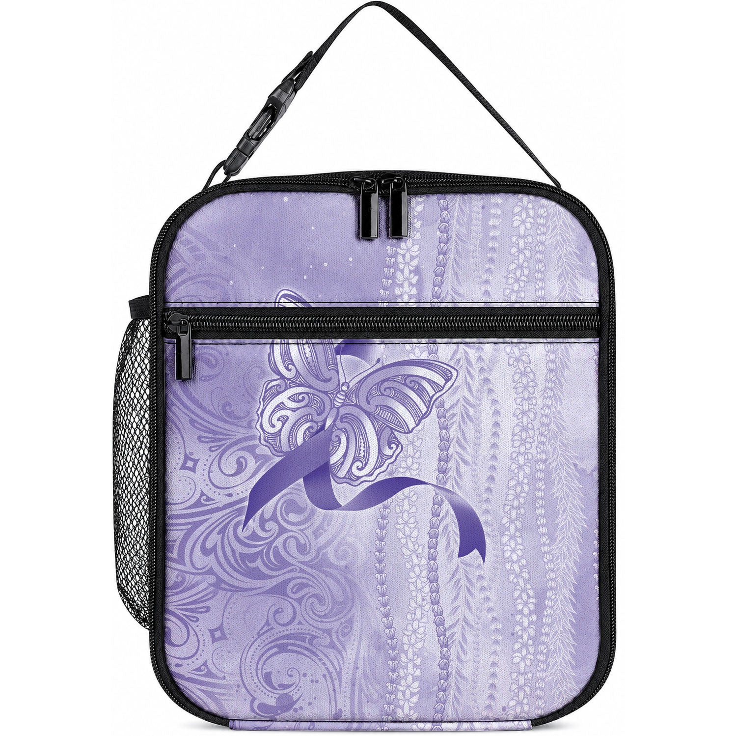 Epilepsy Support Lunch Bag Maile Pikake Lokelani Crown Flower Lei Inspired LT9 10.2 × 8.3 × 4.3 inch Blue - Polynesian Pride