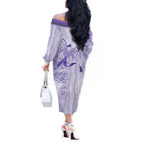 Epilepsy Awareness Off The Shoulder Long Sleeve Dress Maile Pikake Lokelani Crown Flower Lei Inspired
