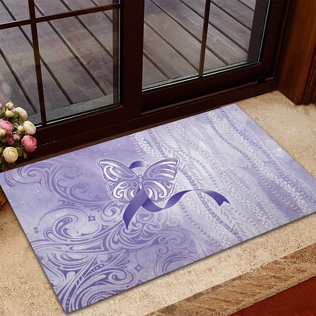 Epilepsy Awareness Rubber Doormat Maile Pikake Lokelani Crown Flower Lei Inspired