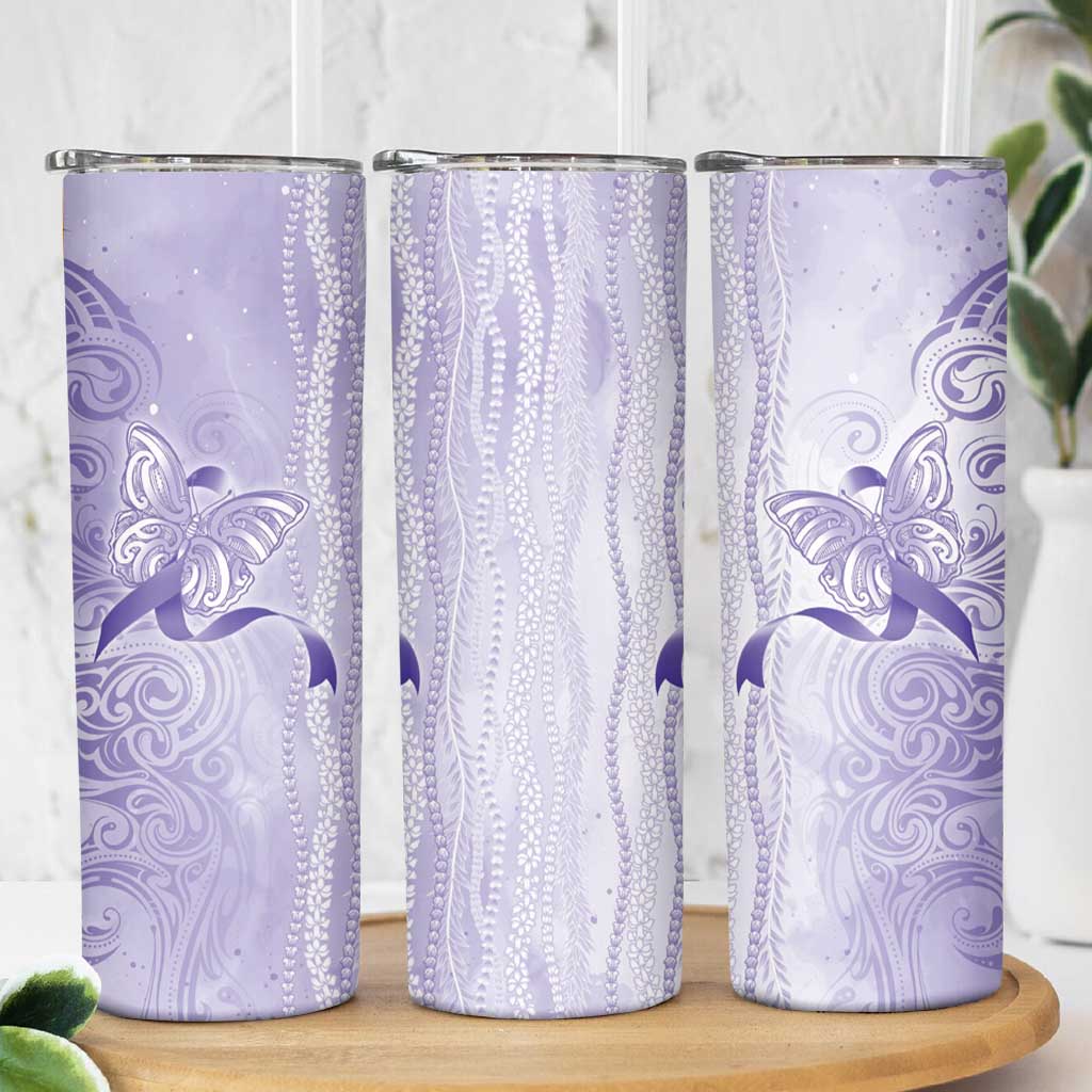 Epilepsy Awareness Skinny Tumbler Maile Pikake Lokelani Crown Flower Lei Inspired