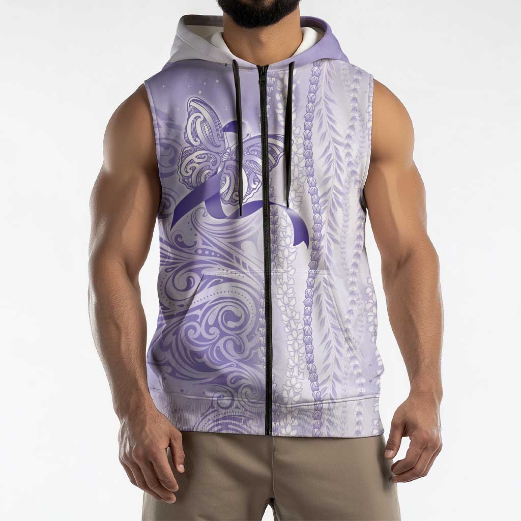 Epilepsy Awareness Sleeveless Zip Hoodie Maile Pikake Lokelani Crown Flower Lei Inspired LT9 - Polynesian Pride