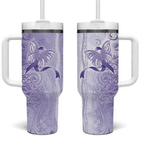 Epilepsy Awareness Tumbler With Handle Maile Pikake Lokelani Crown Flower Lei Inspired