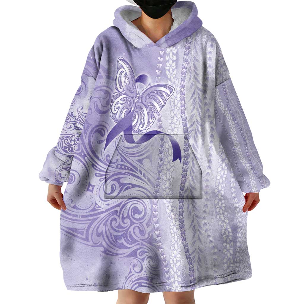 Epilepsy Awareness Wearable Blanket Hoodie Maile Pikake Lokelani Crown Flower Lei Inspired LT9 - Polynesian Pride