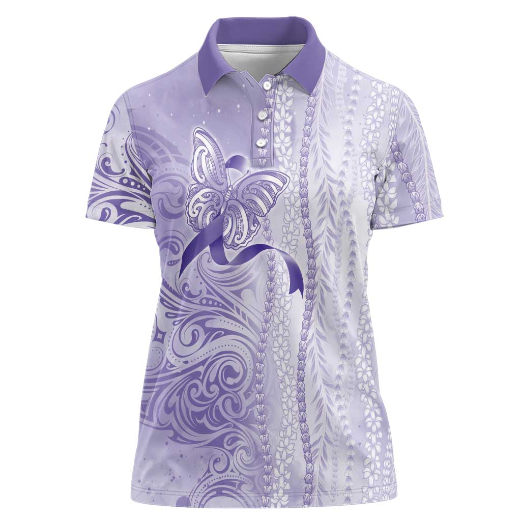 Epilepsy Awareness Women Polo Shirt Maile Pikake Lokelani Crown Flower Lei Inspired LT9 Female Purple - Polynesian Pride