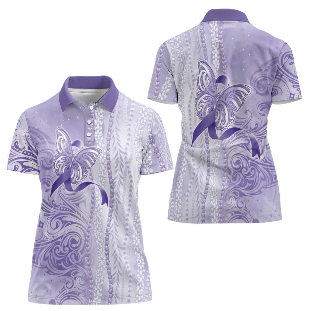 Epilepsy Awareness Women Polo Shirt Maile Pikake Lokelani Crown Flower Lei Inspired LT9 - Polynesian Pride