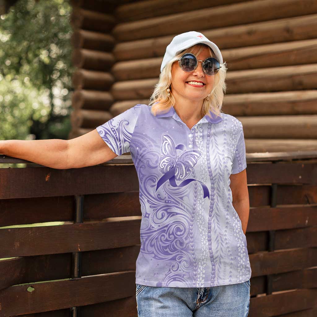 Epilepsy Awareness Women Polo Shirt Maile Pikake Lokelani Crown Flower Lei Inspired LT9 - Polynesian Pride