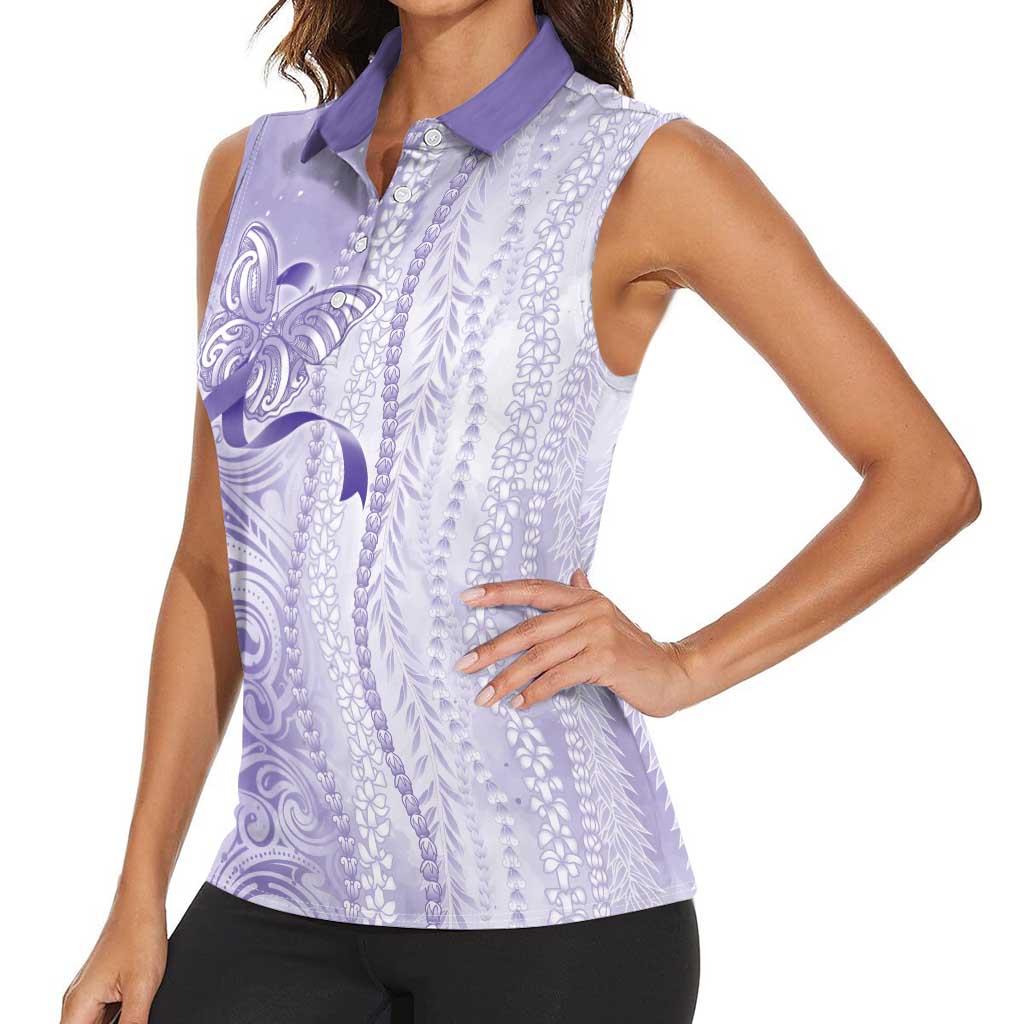 Epilepsy Awareness Women Sleeveless Polo Shirt Maile Pikake Lokelani Crown Flower Lei Inspired