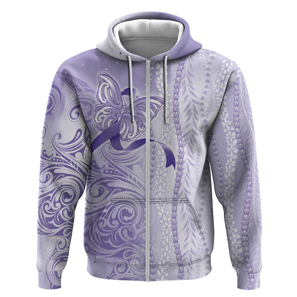 Epilepsy Awareness Zip Hoodie Maile Pikake Lokelani Crown Flower Lei Inspired