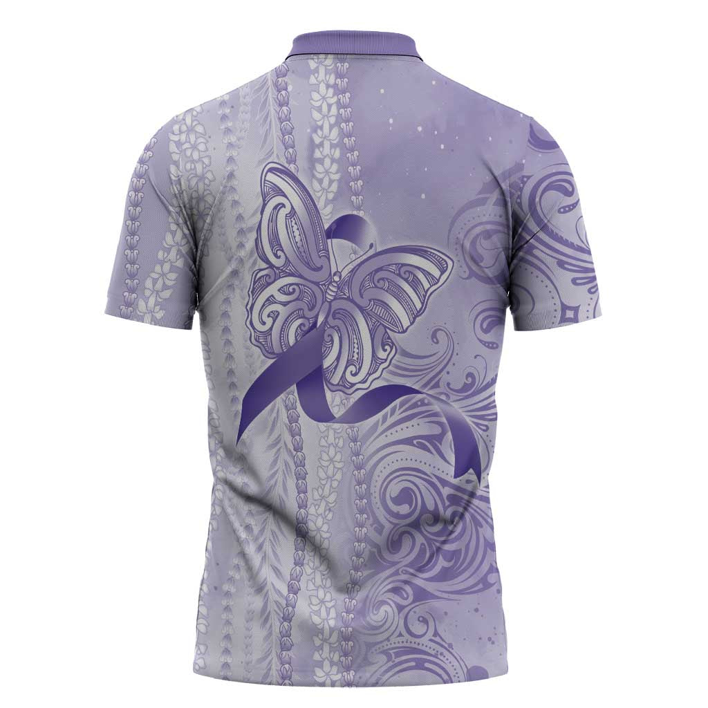 Epilepsy Awareness Zipper Polo Shirt Maile Pikake Lokelani Crown Flower Lei Inspired LT9 - Polynesian Pride