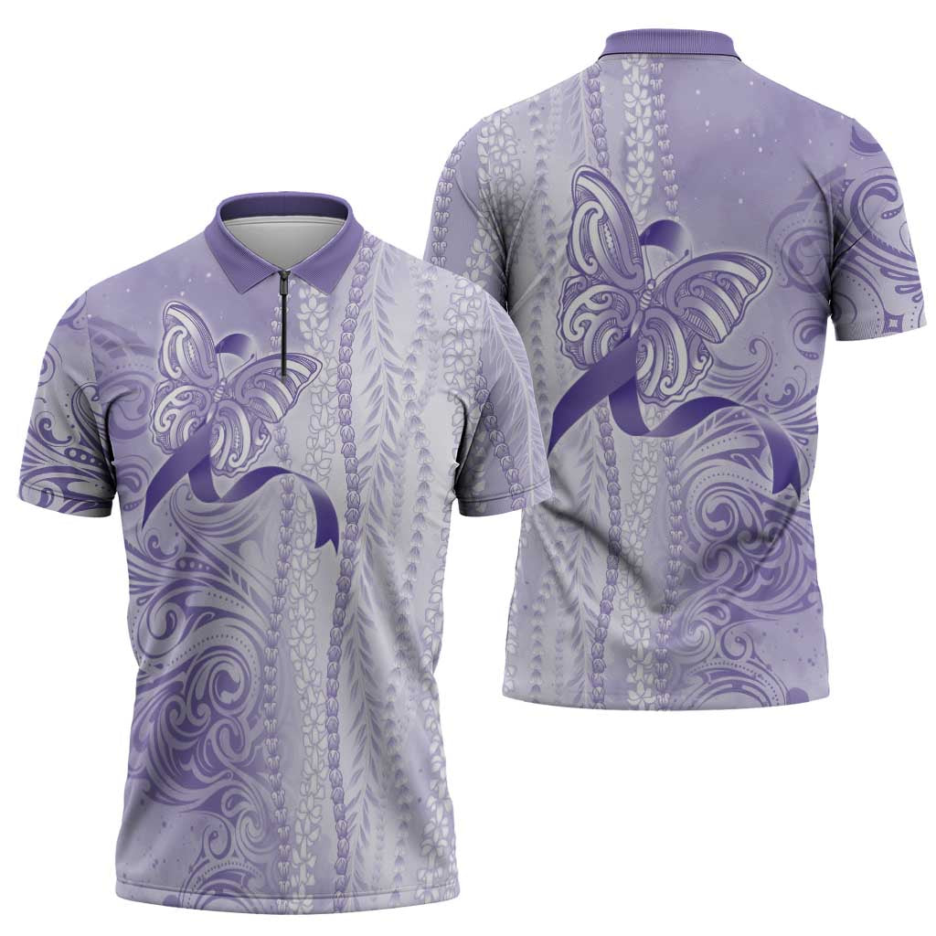 Epilepsy Awareness Zipper Polo Shirt Maile Pikake Lokelani Crown Flower Lei Inspired LT9 - Polynesian Pride