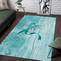 PTSD Awareness Area Rug Maile Pikake Lokelani Crown Flower Lei Inspired LT9 Teal - Polynesian Pride