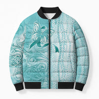 PTSD Awareness Bomber Puffer Jacket Maile Pikake Lokelani Crown Flower Lei Inspired